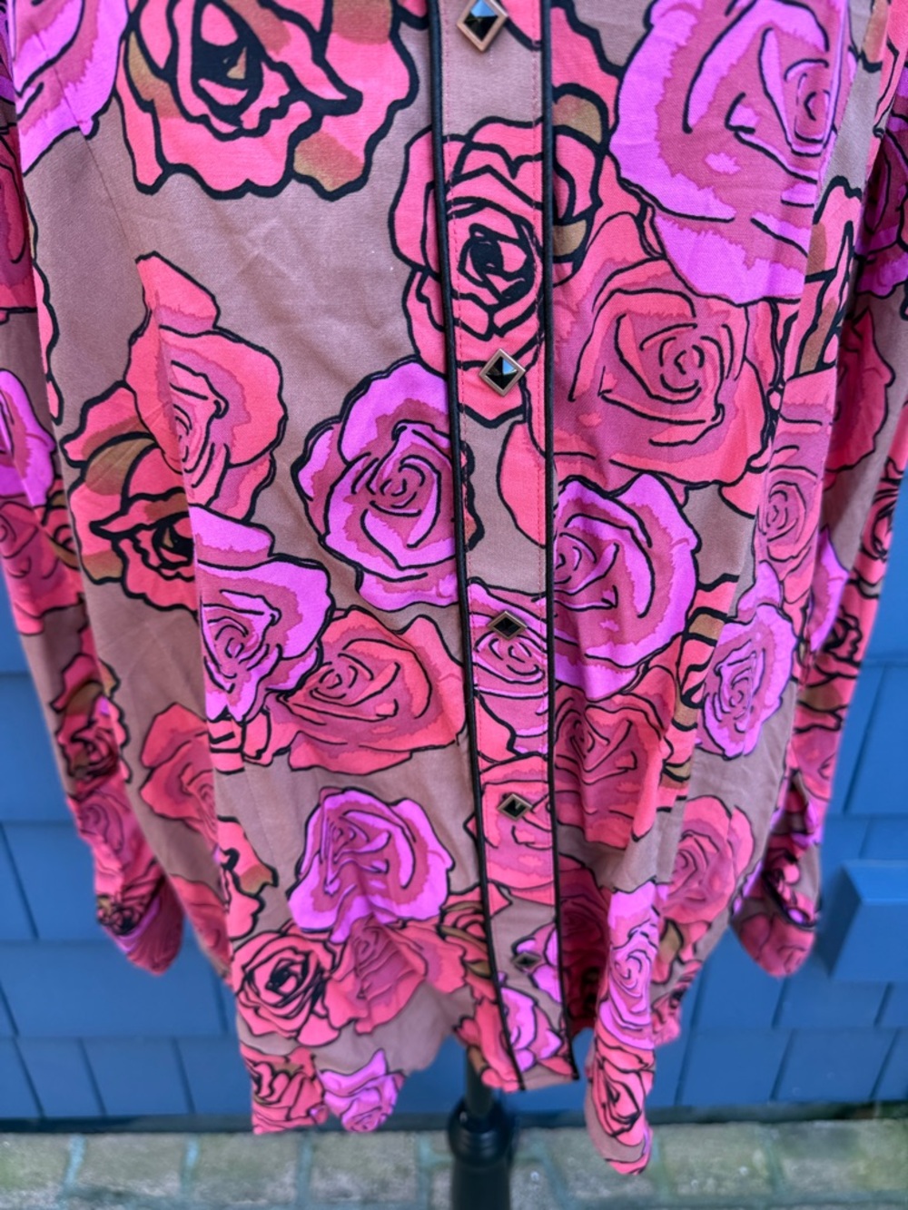 Wrangler Pink and Brown Floral Button-Up Top XXL western rodeo - Picture 3 of 10
